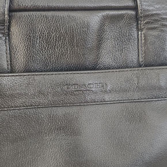 Coach Hamilton Black Leather Briefcase Padded Solid F54804 - Picture 2 of 16